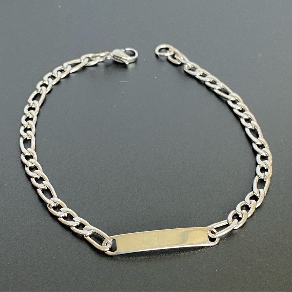 NEW! 18K GOLD PLATED FIGARO CHAIN ID BRACELET - UNISEX